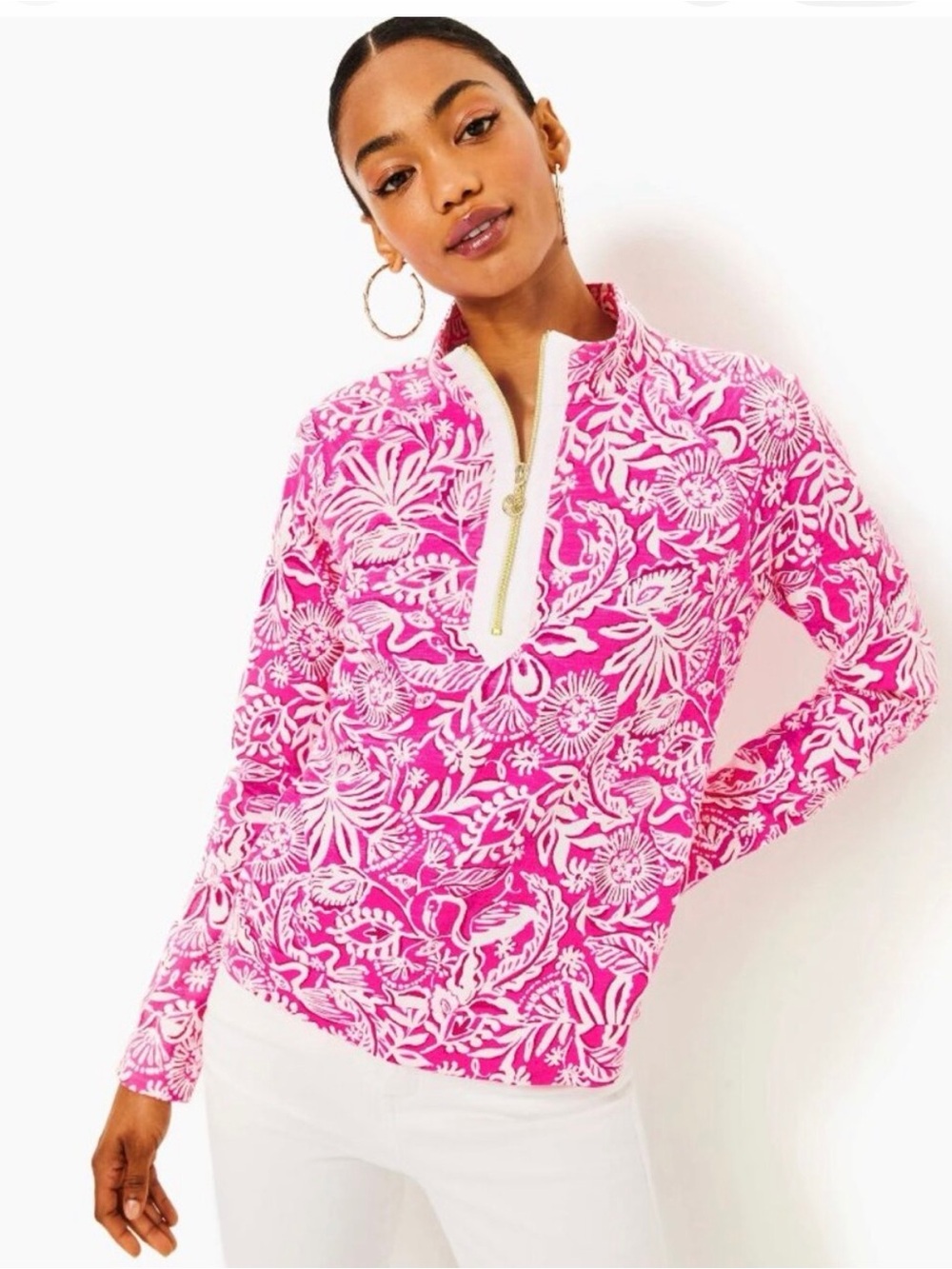 Lilly Pulitzer Ashlee Pullover, passion fruit pink absolutely flamazing